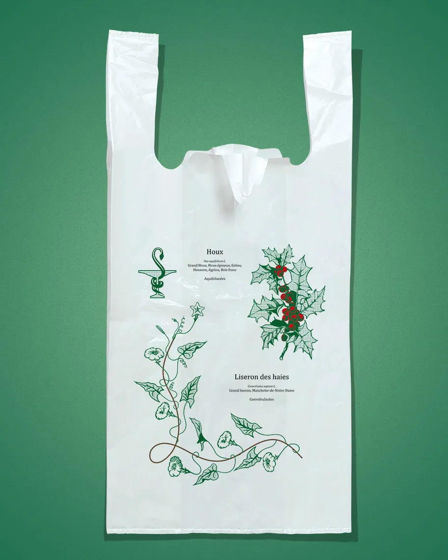 Sacs plastique à bretelles liassés motif Houx & liseron