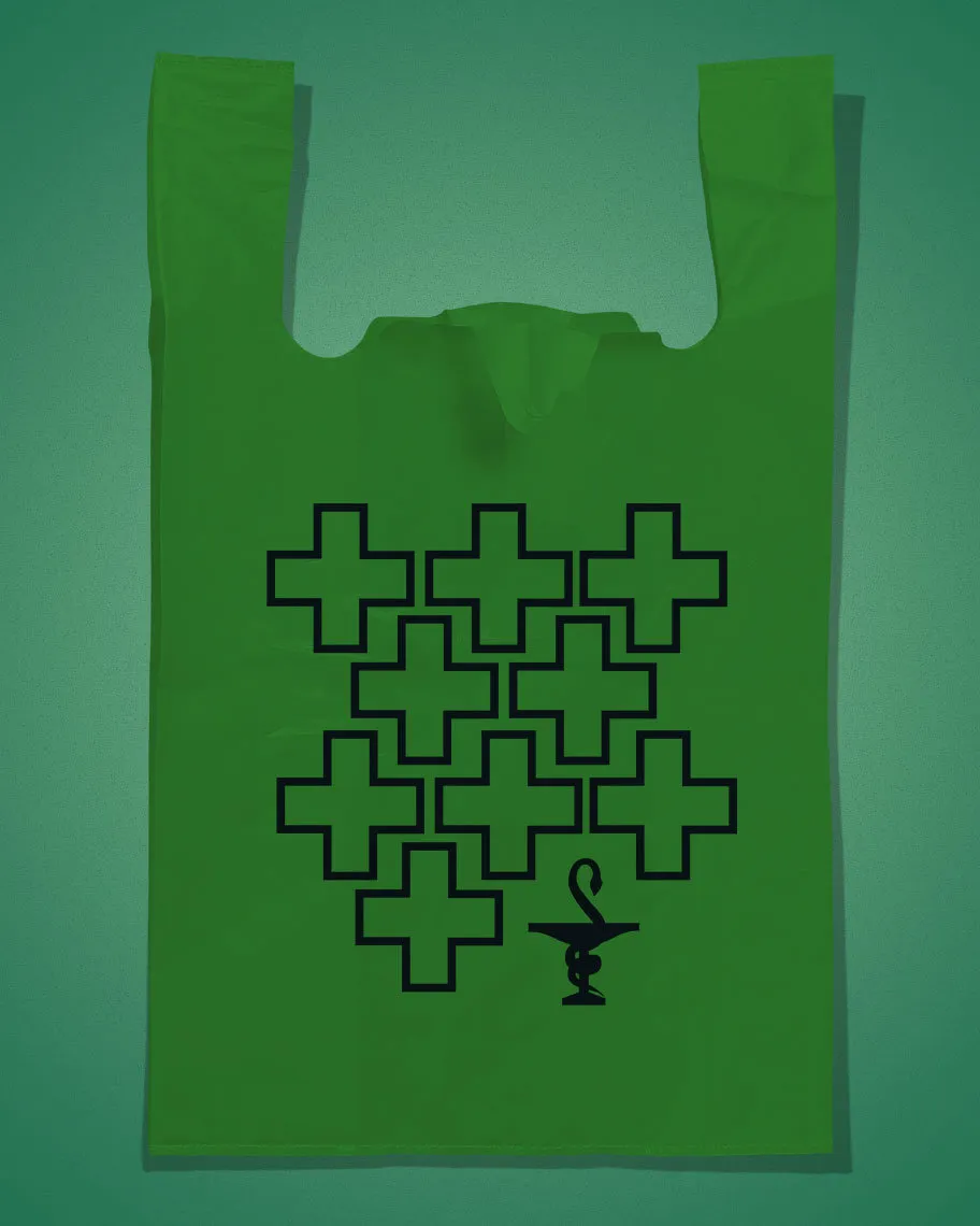 Sacs plastique à bretelles motif Croix et caducée